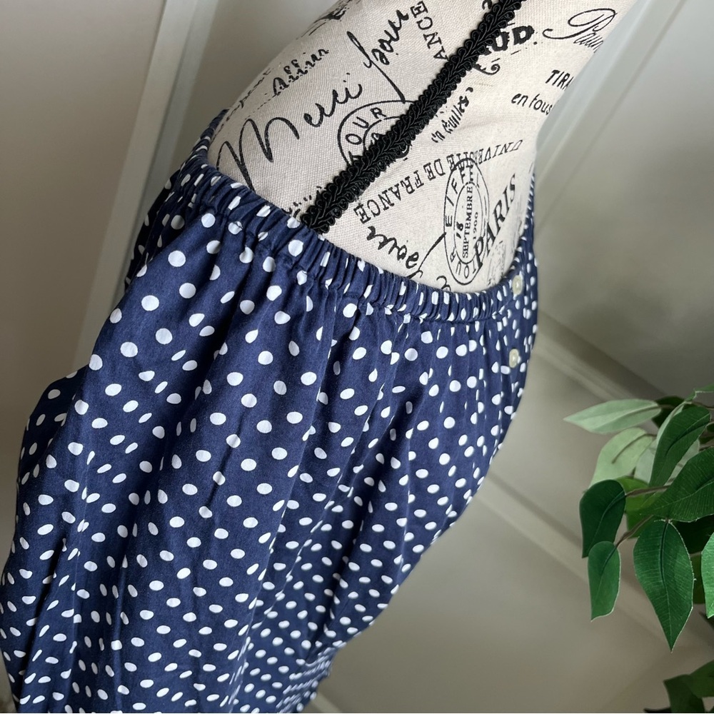 Lauren Ralph Lauren Off Shoulder Polka Dot Button Down Top Blue Sz M - Picture 9 of 15